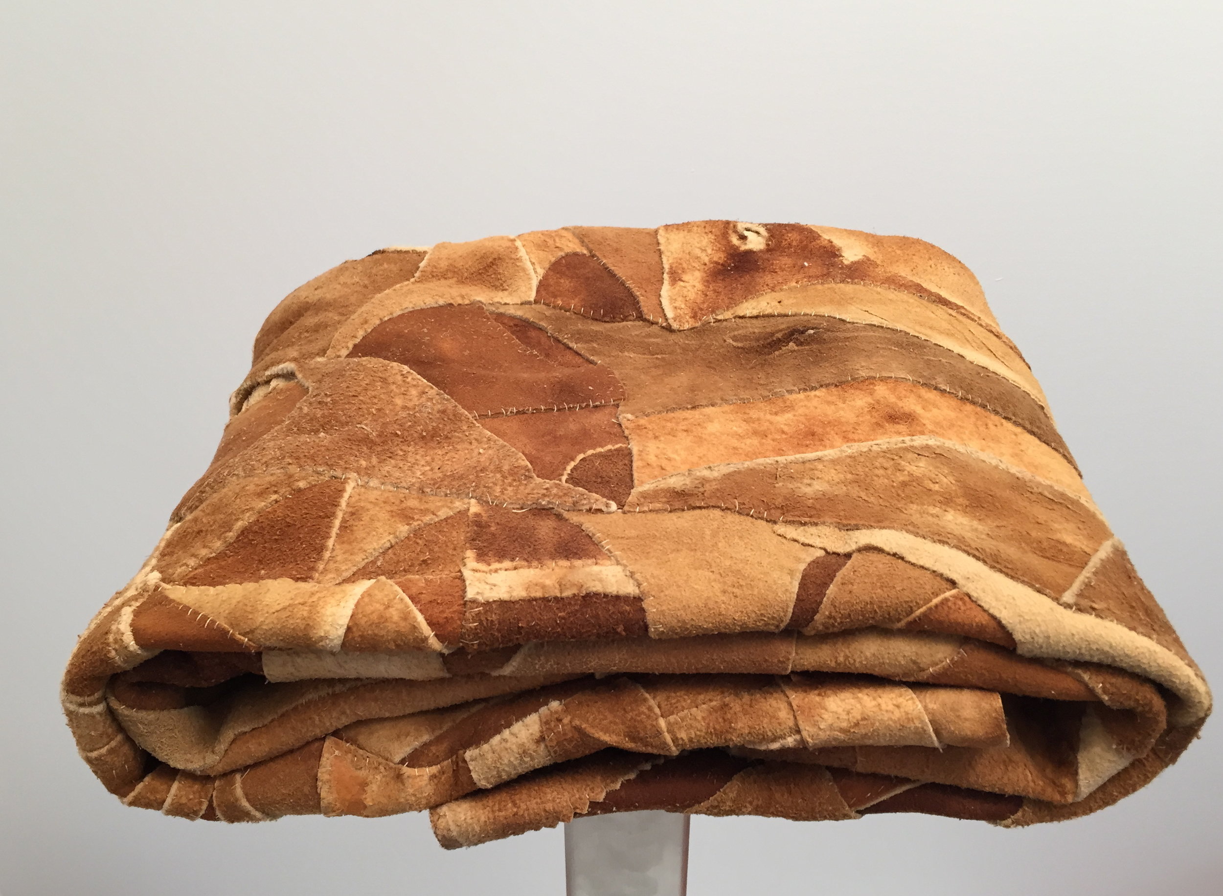   This is Not a Hudson's Bay Blanket ,&nbsp;2015 Moosehide blanket on aluminum plinth, 14” x 14” x 7”   