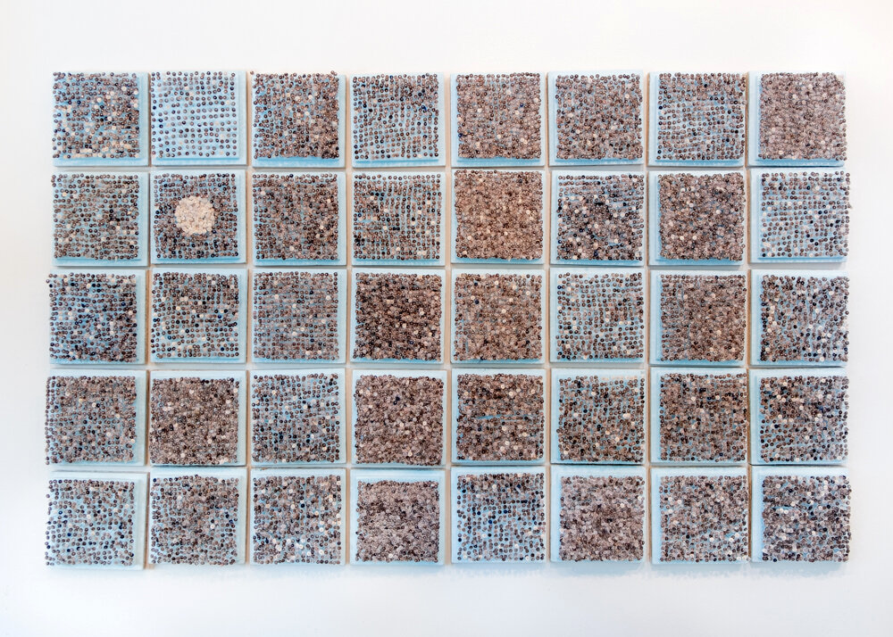   Breathing Hole , 2019  Dricore insulation board, stainless steel pins, sealskin; 40 pieces, installed at 48"X 30" 