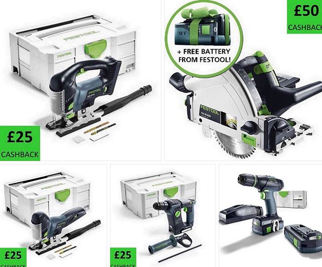 Our Friday Night deals are now live. Thanks to @angliatoolcentre  for these great deals. 
Link in the Bio 
#festool #festoolfan #featoolme #tsc55 #festoolbhc #carvex #festoolT18