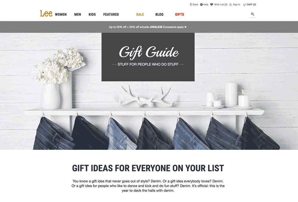 I created the animation of the flickering candles that lives on LEE.com's Gift Guide page for the 2017 holiday season.