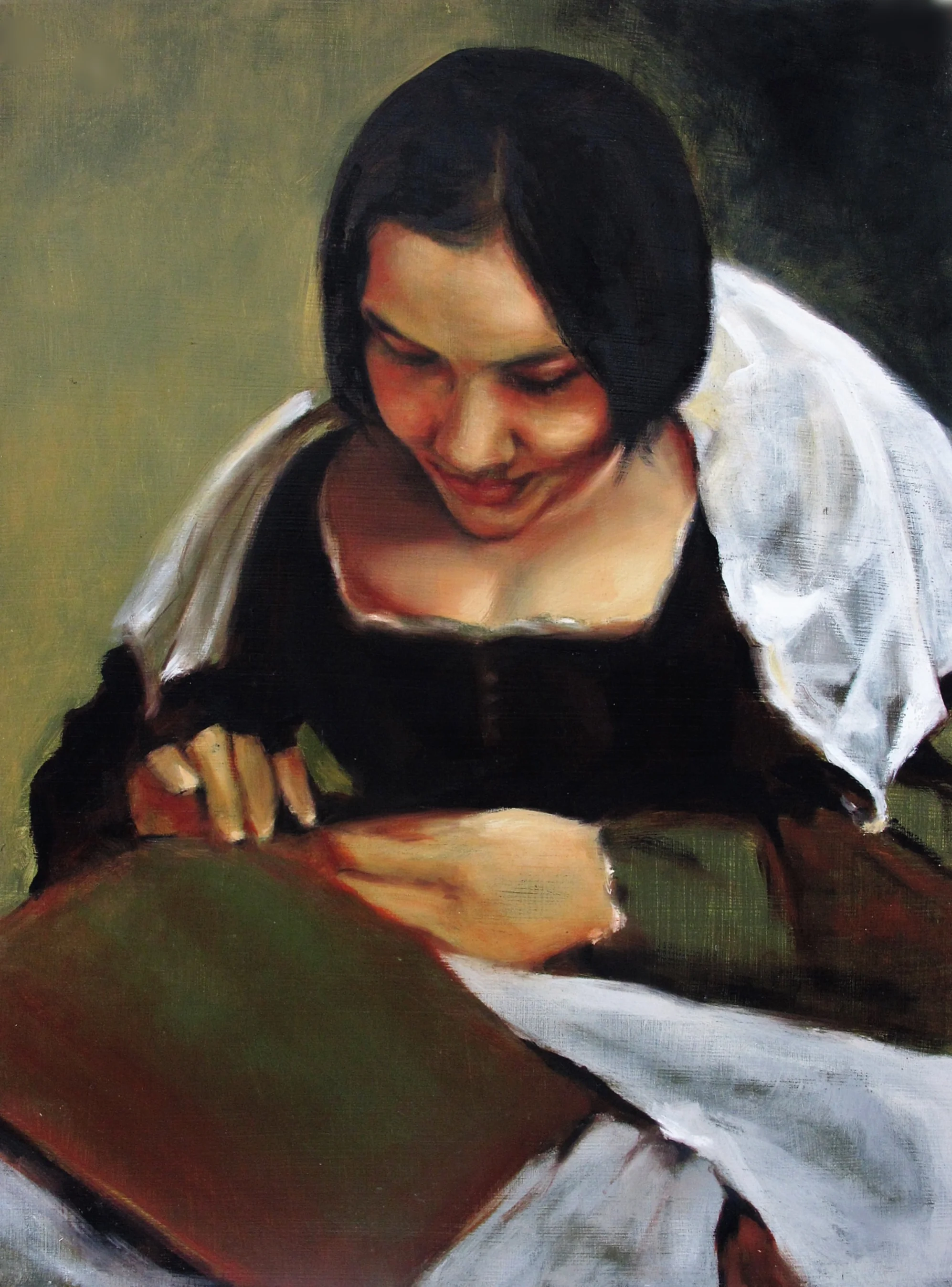 "La Costurera"- "Seamstress" $20,000 16.94 X 11.94” Oil Painting on Panel