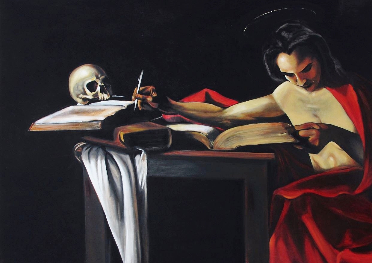   "Carina Escribiendo"- "Carina Writing"   $2,000  39.94” X 55.62”  Oil Painting on Panel   