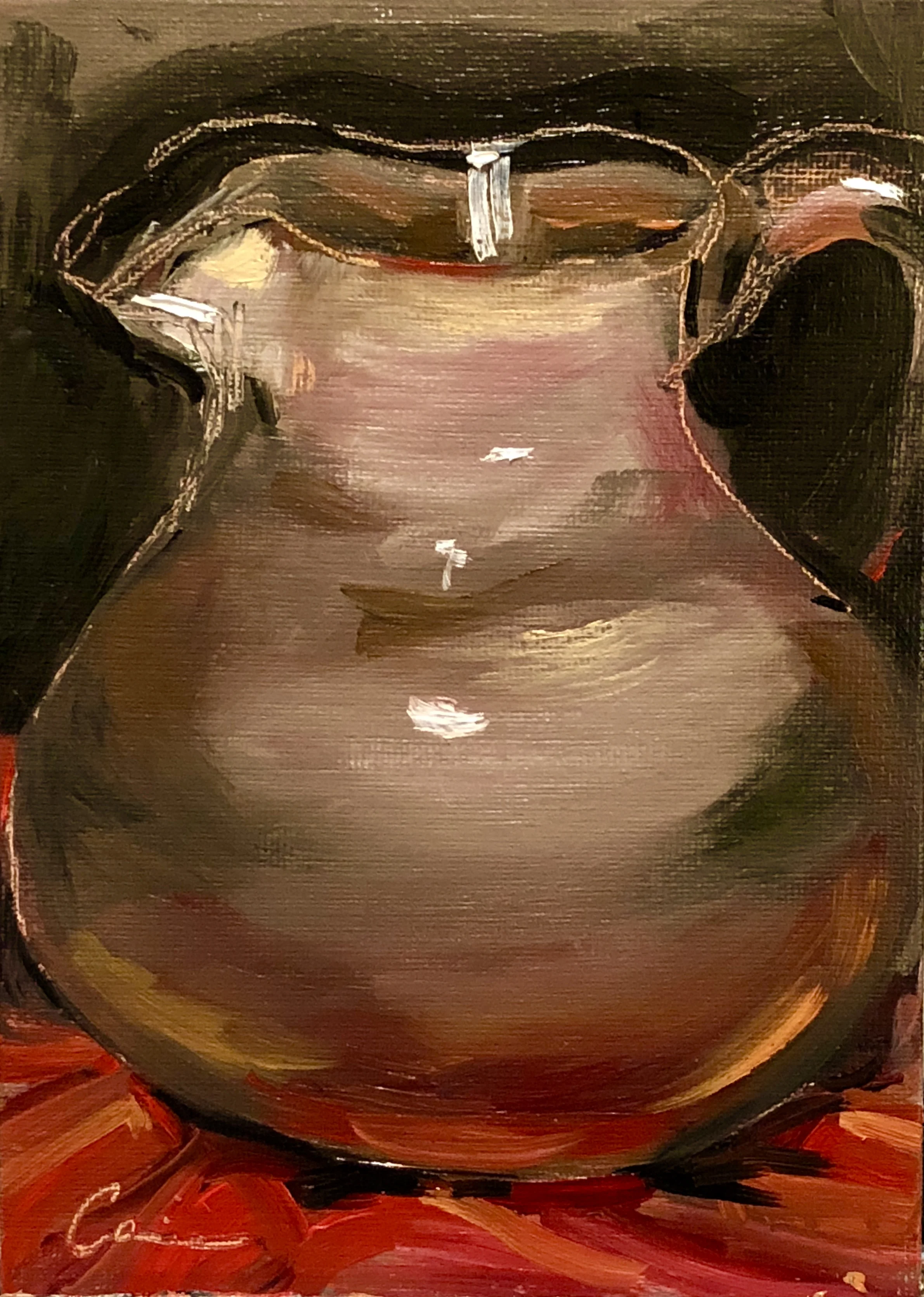 “La Orgullosa” “The Proud One” This piece is currently for sale through the Sager Braudis Gallery. Oil on Canvas Board 9” X 6”