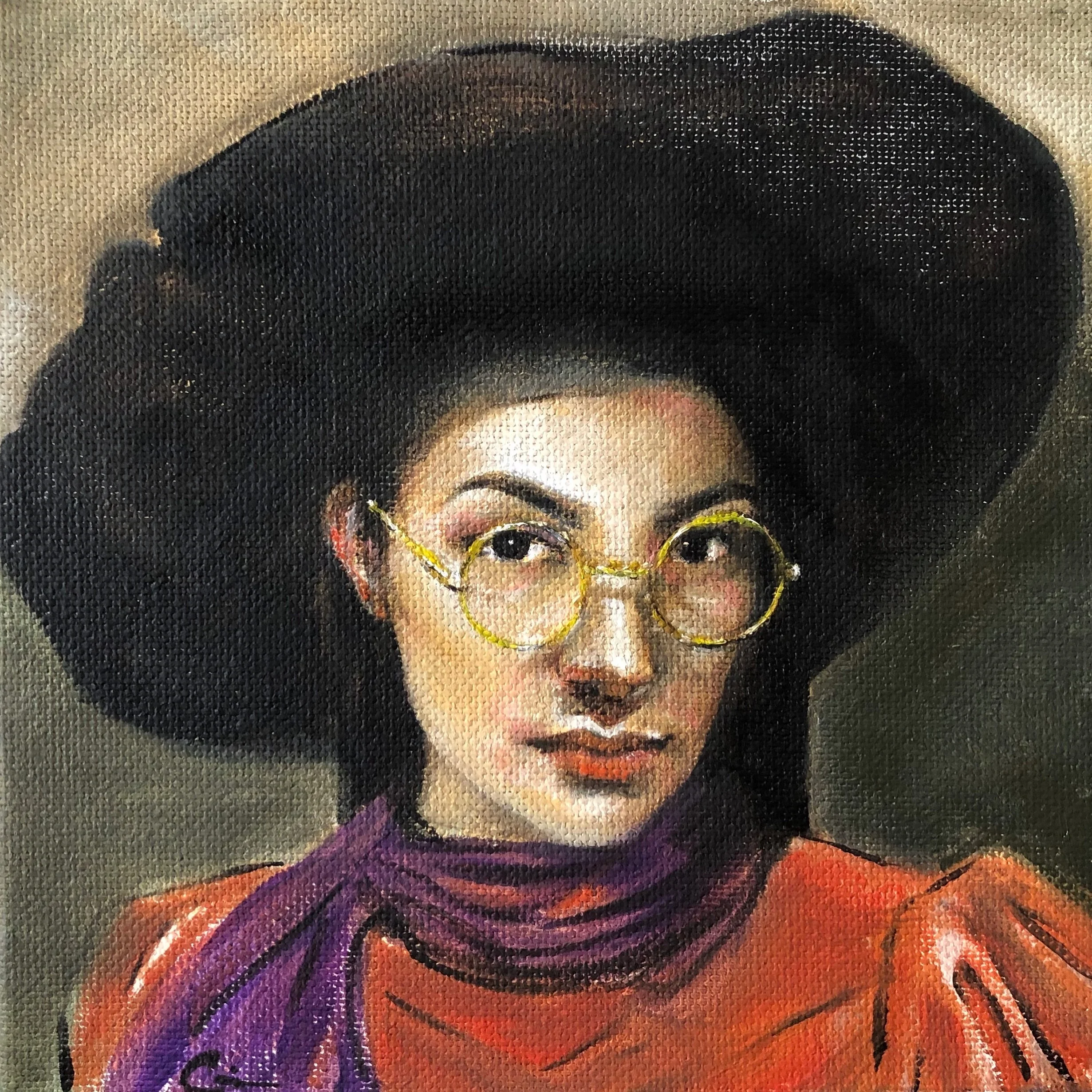 “Self Portrait” SOLD Oil painting on canvas 6” X 6”