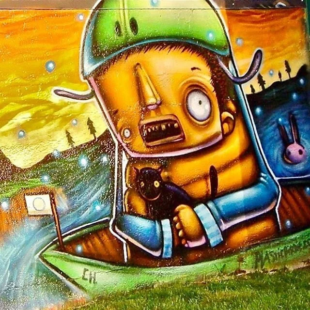 HVD original photo / detail, 2011 fence mural / like looking in a mirror

#vernacularart (can&rsquo;t ID artist sig) #publicart #streetart #streetartistry #urbanstreetart #mural #murals #currentmood #iknewthiswouldcomeinhandy