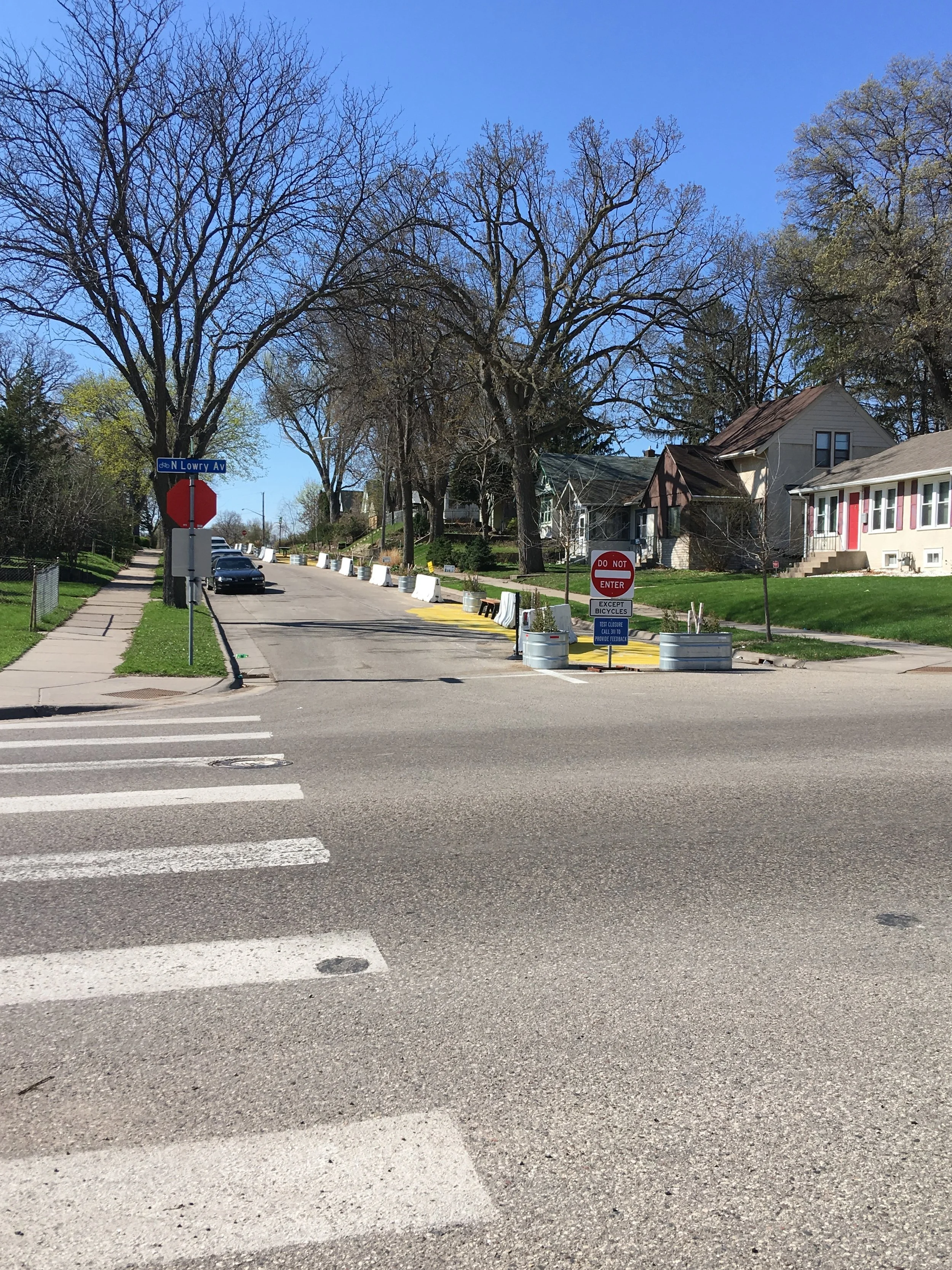 Irving Avenue N temporary bike lane installation