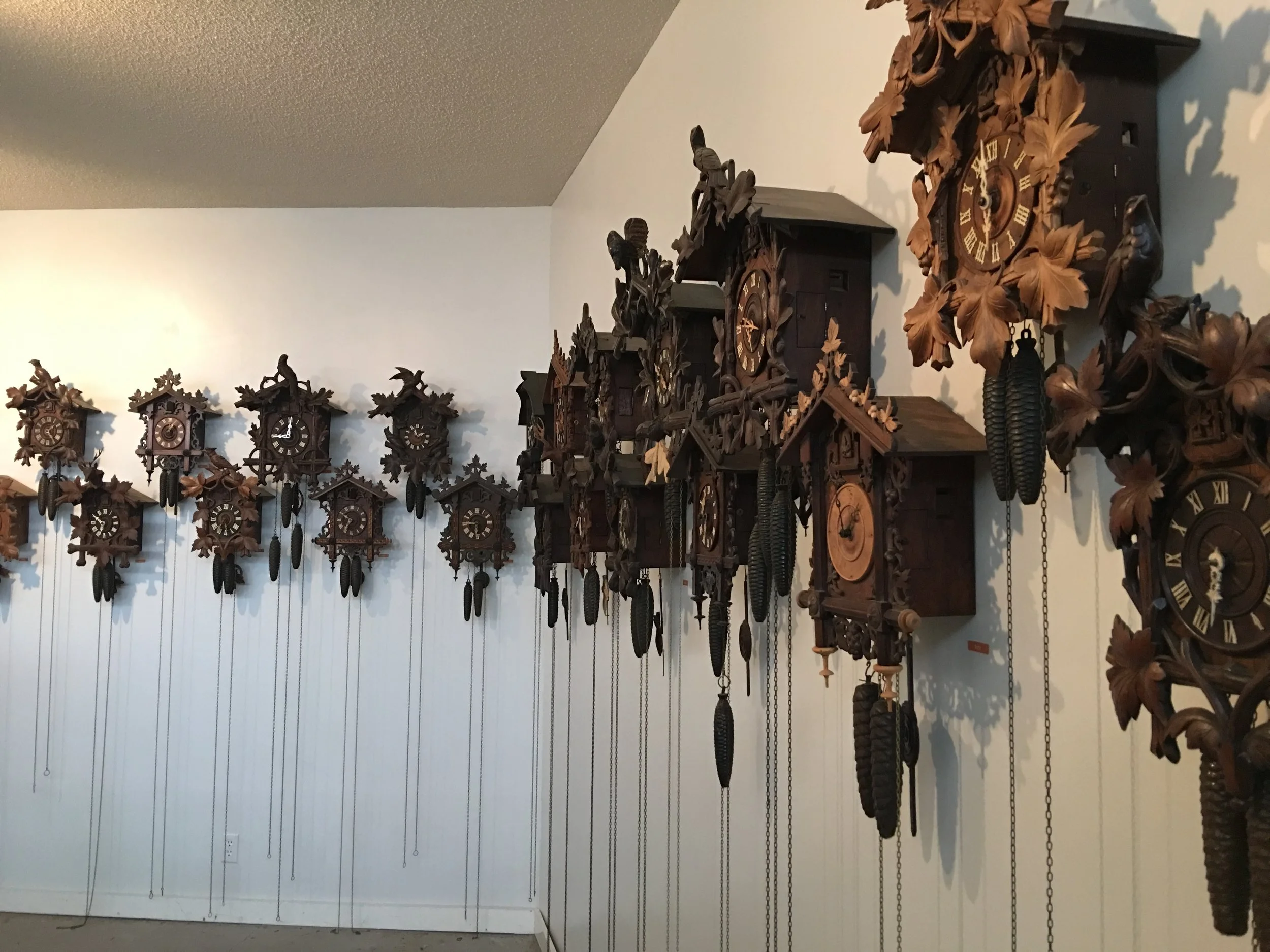 A small portion of the hundreds of clocks on display at the museum.