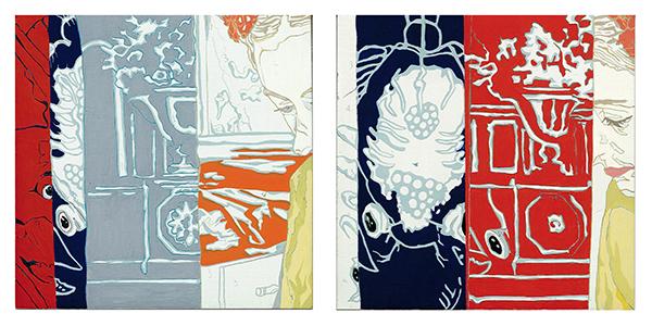 Laboratory Crimes - 3 & 4 , 5” x 5” each, flasche & gouache on panel, 2016