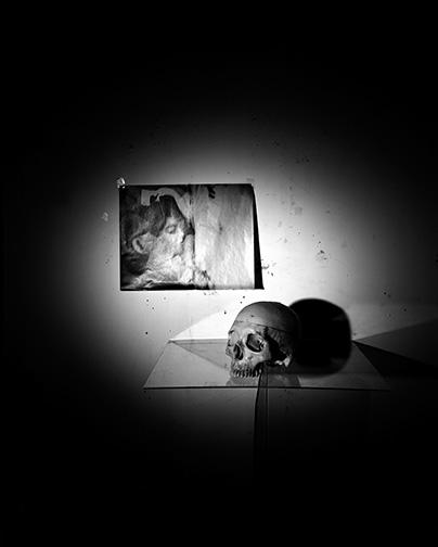 Justin Baker, girl with skull , archival inkjet print (from 8x10 film capture), 2015.