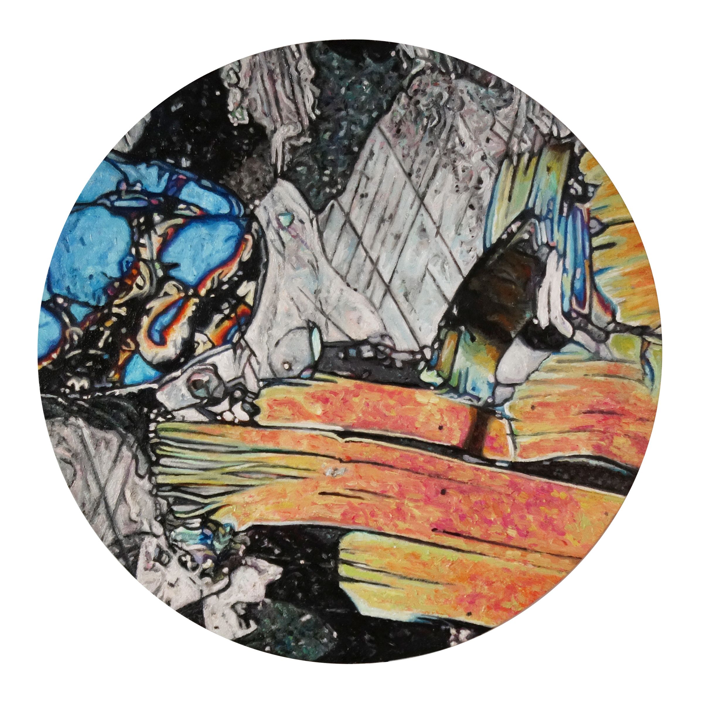 Jennifer Bock-Nelson, Phlogopite , oil on panel, 8" diameter, 2017