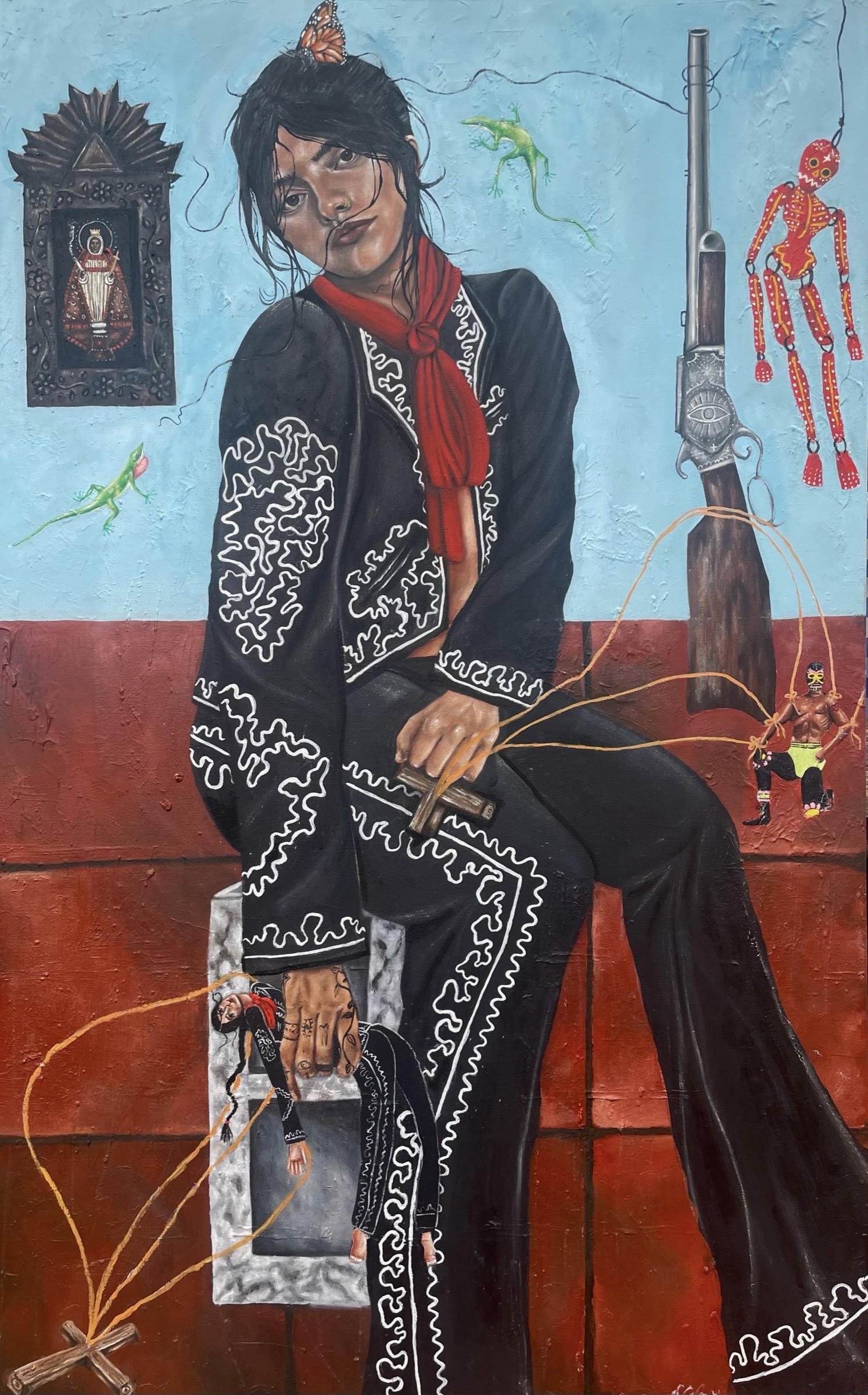 Syndey Calderon_ Self portrait in mariachi suit_ 4ftx 2.5ft.jpeg