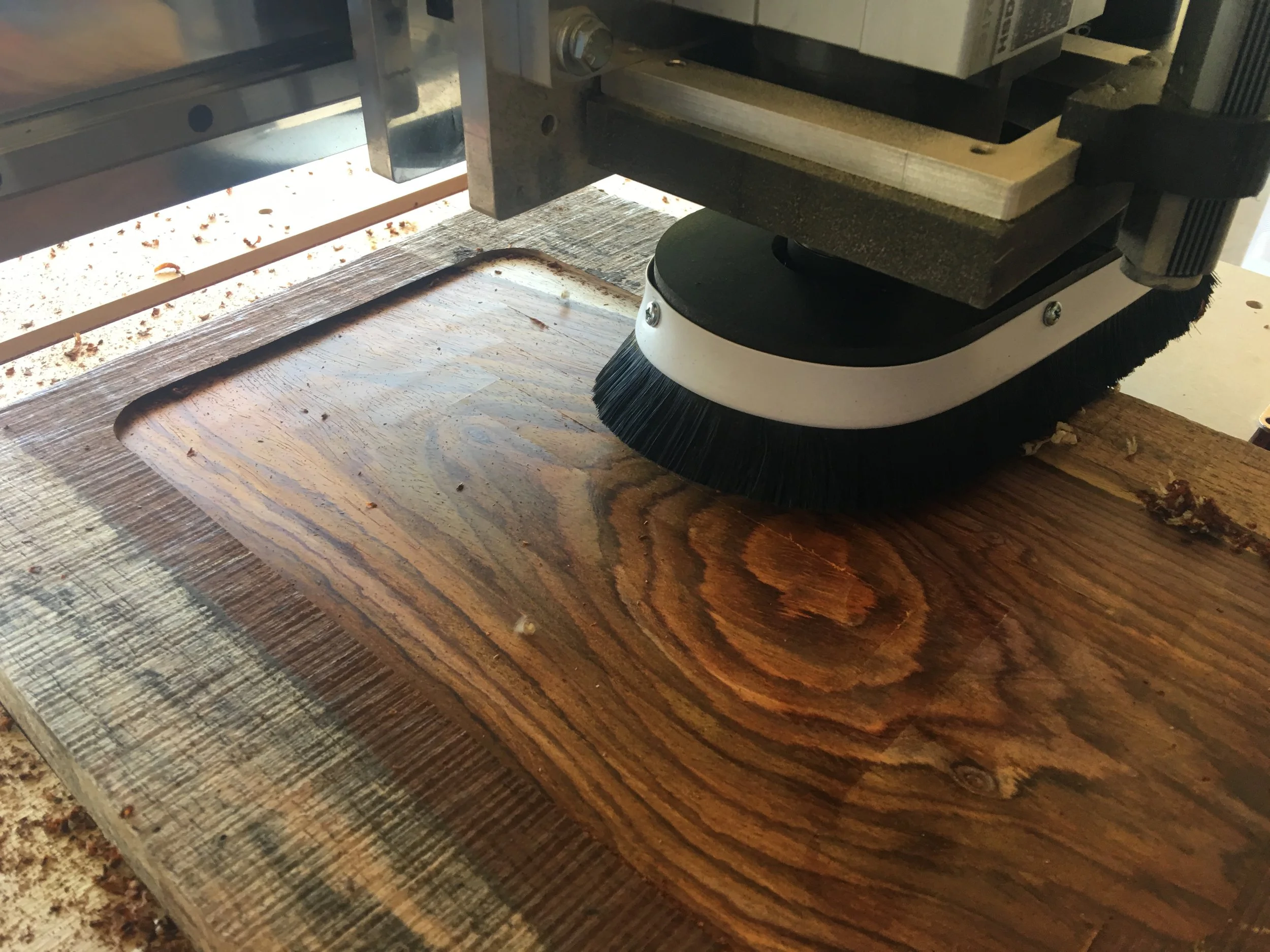 Flattening the rough-cut Cocobolo.