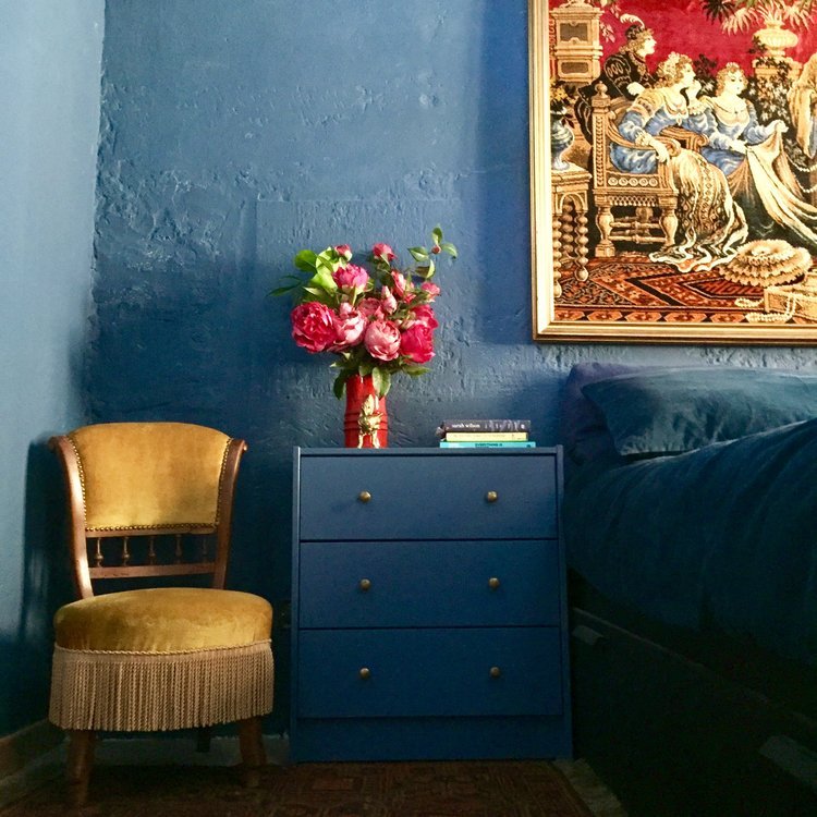 Blue room with velvet slipper chair by Marnee Fox.jpeg