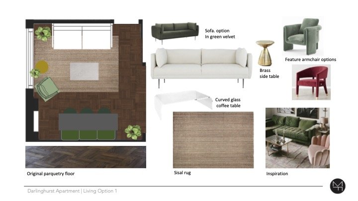 Interior concept, Darlinghurst Apartment , Living room Option 1, Marnee Fox .jpg