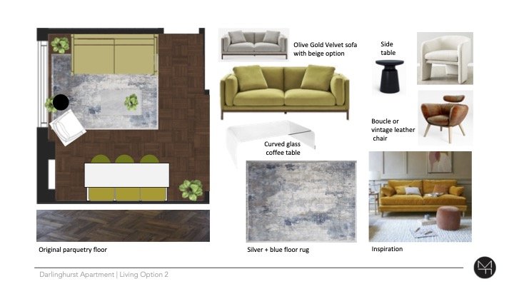 Interior concept, Darlinghurst Apartment , Living room Option 2, Marnee Fox .jpg