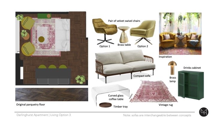 Interior concept, Darlinghurst Apartment , Living room Option 3, Marnee Fox .jpg