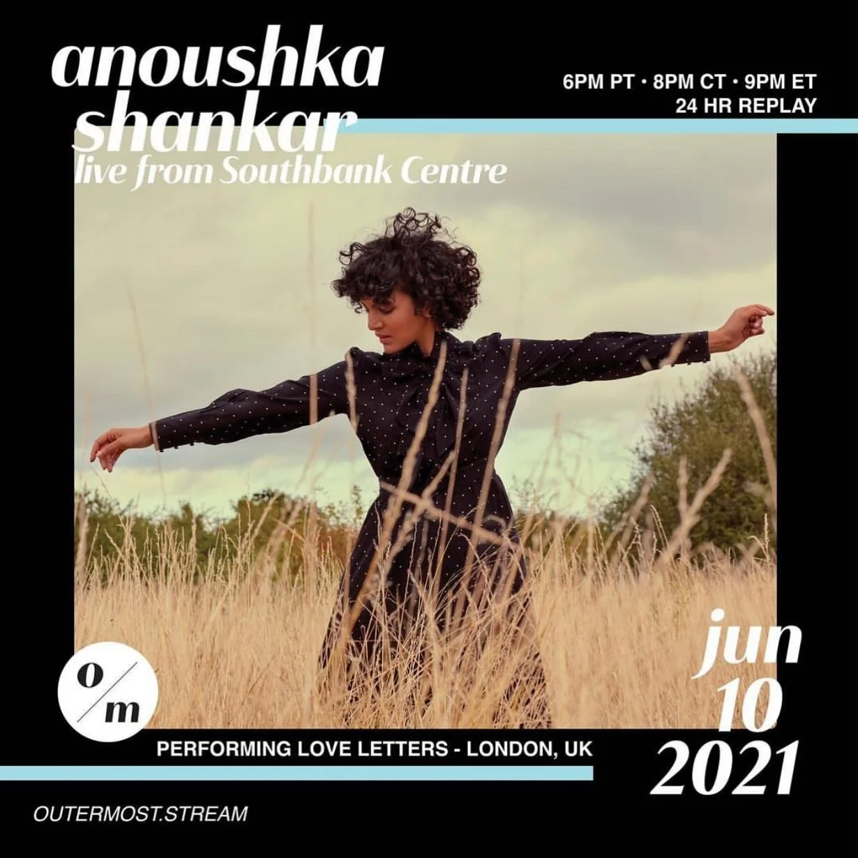 Beyond excited to be part of this show. Astonished actually, but it&rsquo;s true🧡Tune in, and you can even come in person, socially distanced @royalfestivalhall @anoushkashankarofficial