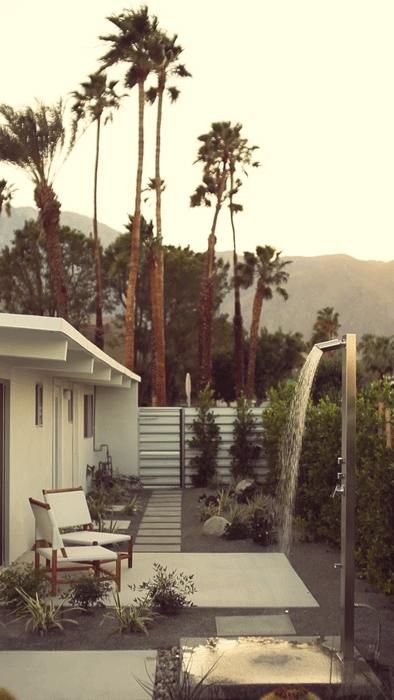 Cinemagraph Animated Gif of Outdoor Shower with Palm Trees