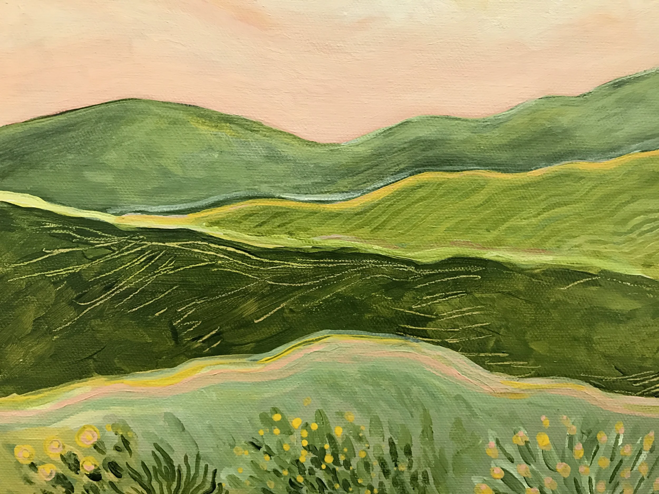 MARIN HILLS 10x10" Acrylic on Canvas Available: $150