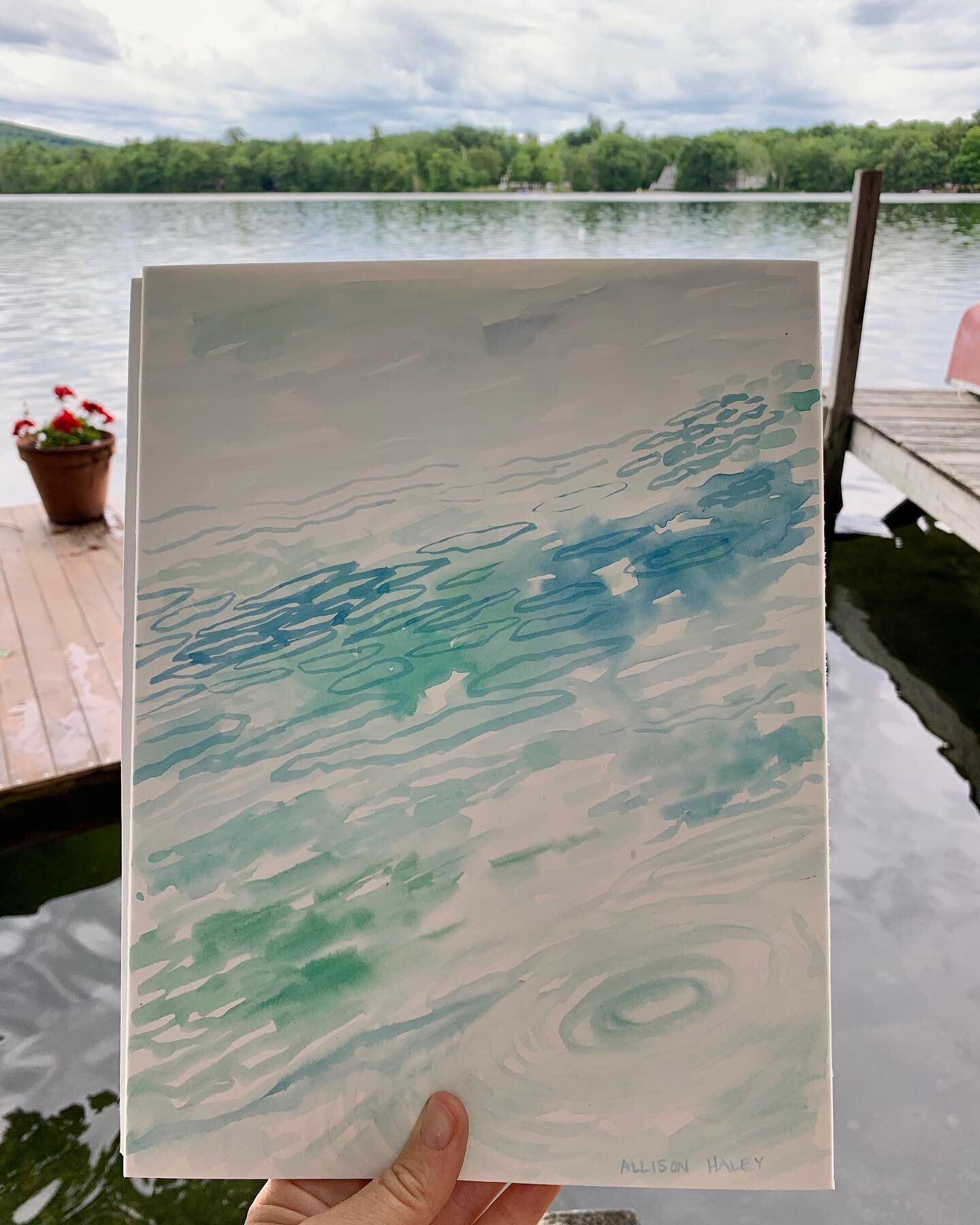 Reflections from the lake. Painting with my loves by the lake = my happy place. Also the calm before the storm! Hurricane Isaias headed our way shortly after this was taken. Check my stories for more storm excitement!