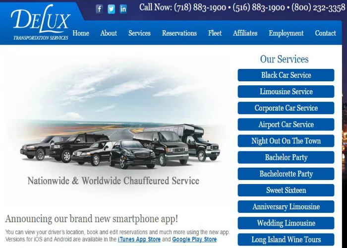 Delux was started up just over 45 years ago as a local transportation company providing complete service to the Port Washington and surrounding areas. By providing professional, reliable service over the years we were able to steadily expand both our services and our fleet. www.deluxtransportation.com