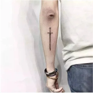 Minimal sword tattoo