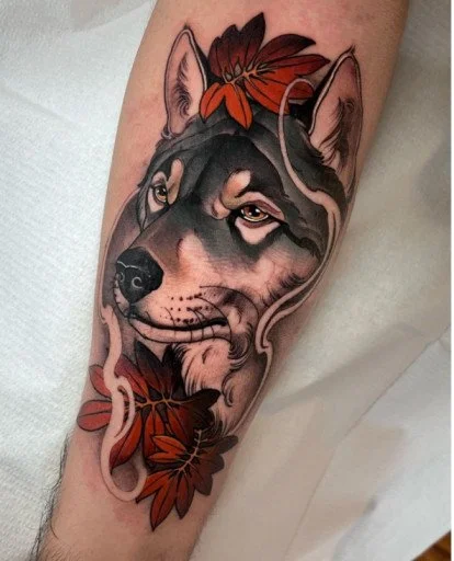 Neo traditional wolf