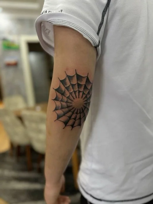 Spider Web Elbow Tattoo