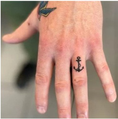 Anchor finger tattoo