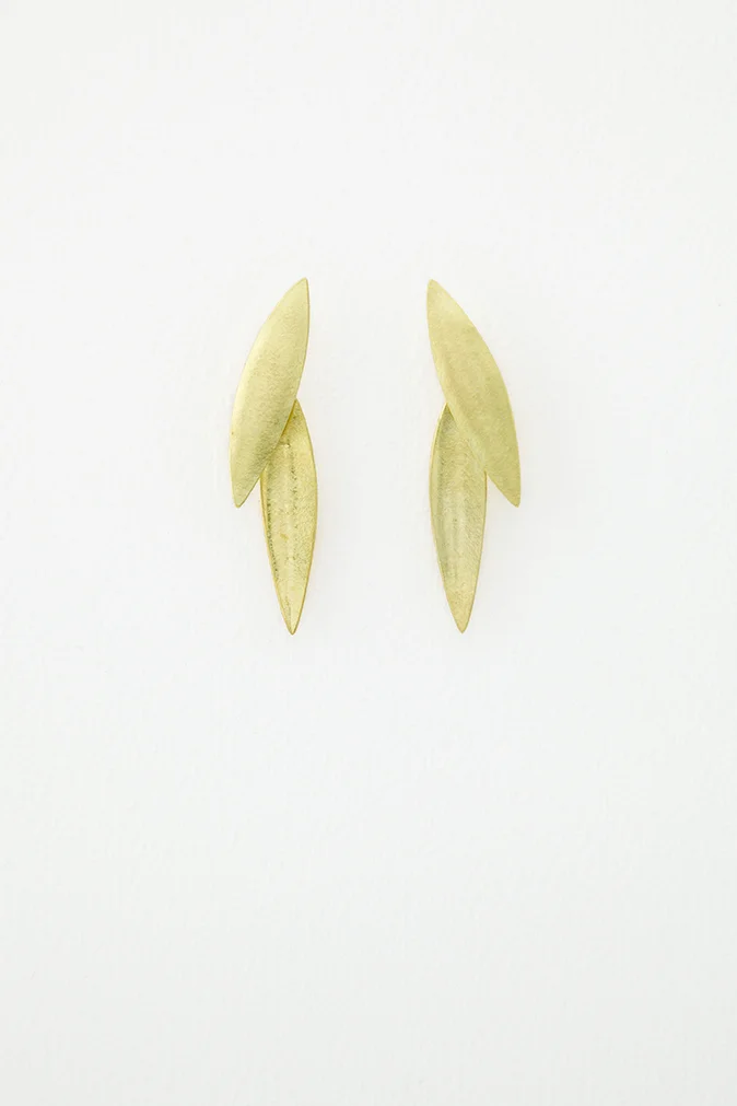 18ct Gold Plume Earrings