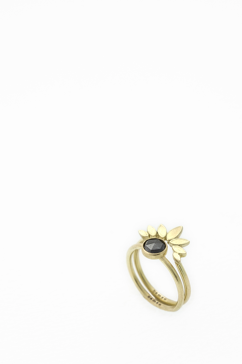 Large Sunflower Ring with Black Diamond
