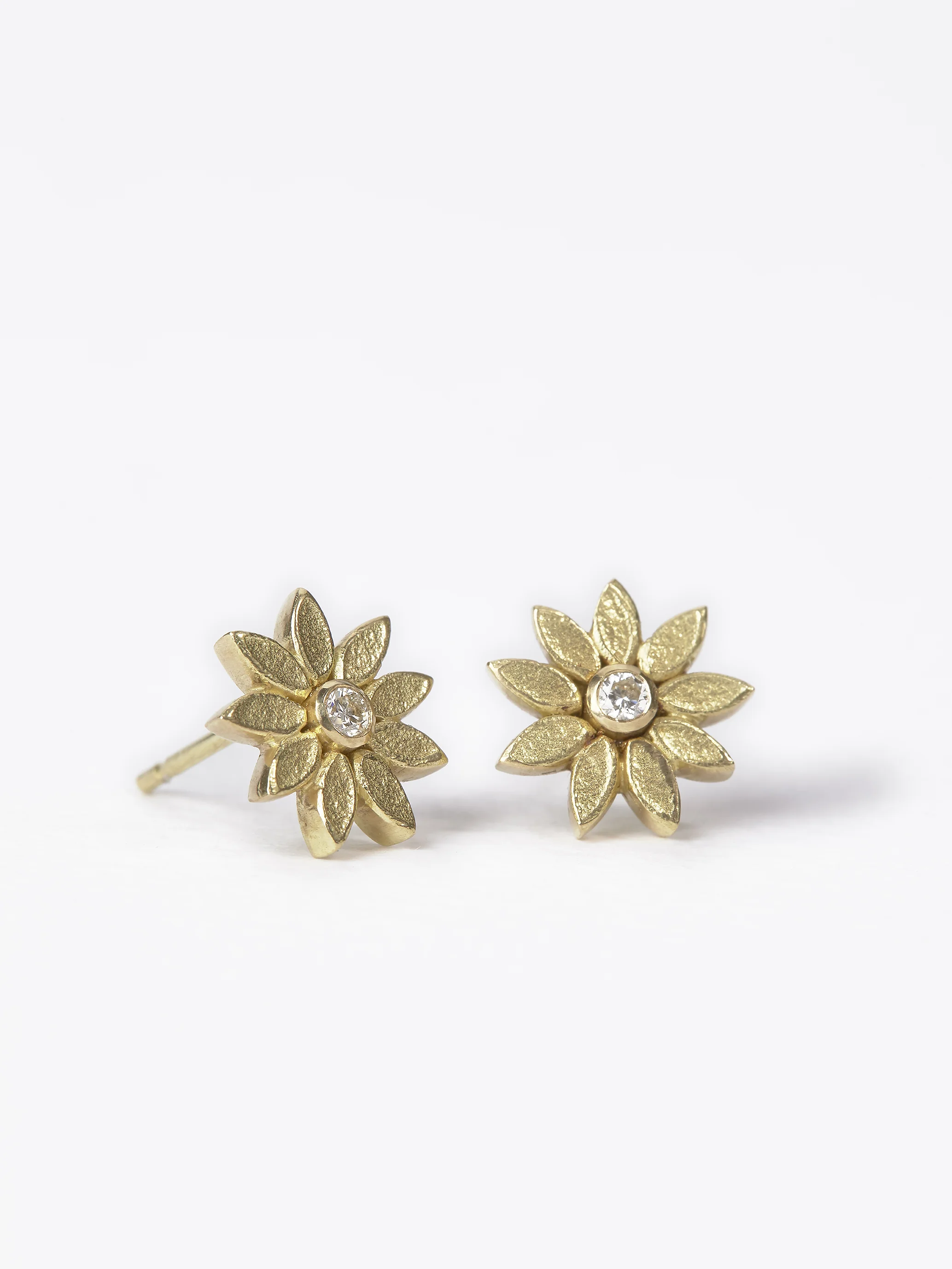 Diamond Moonflower Studs in 18ct Gold