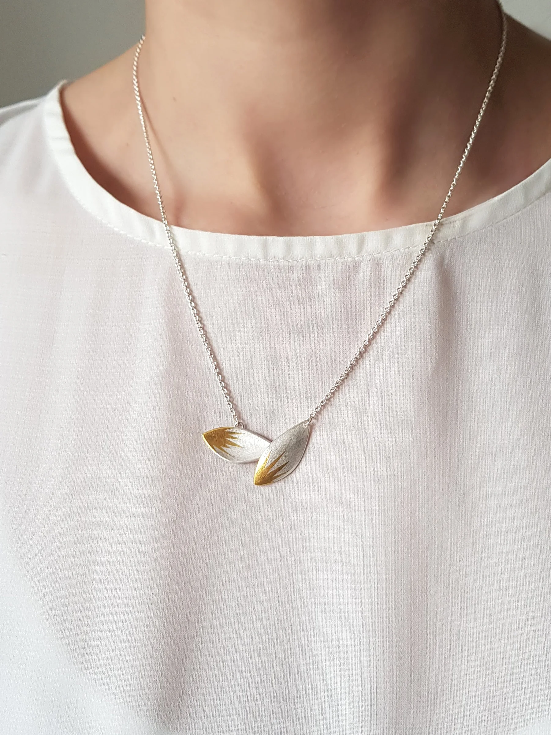 Pendant-Double Petal Pendant being worn