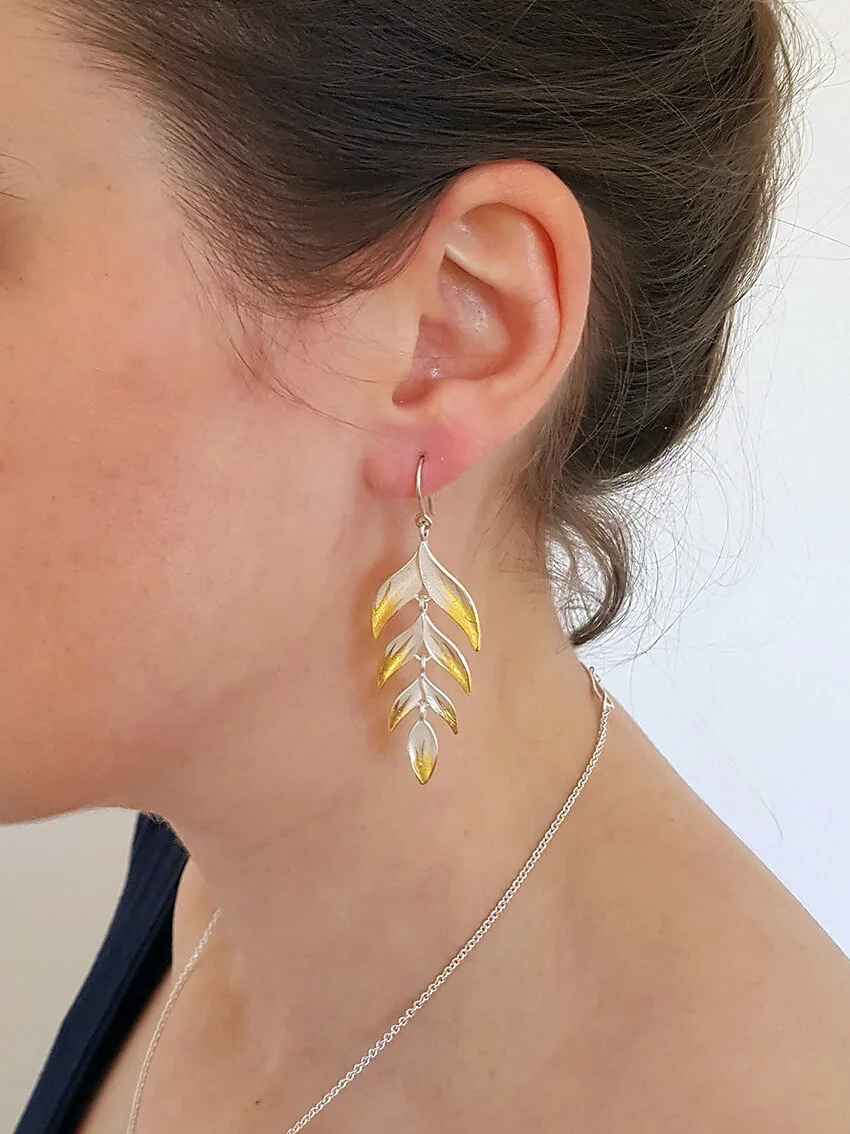 Gold Tipped Palm Earrings — Anna Wales