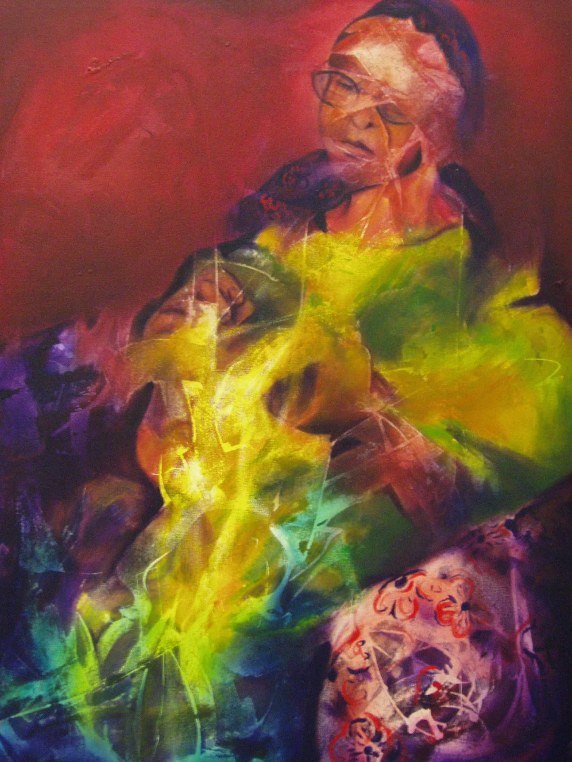 Weaver of illusions"- mixed media, 40x30".
