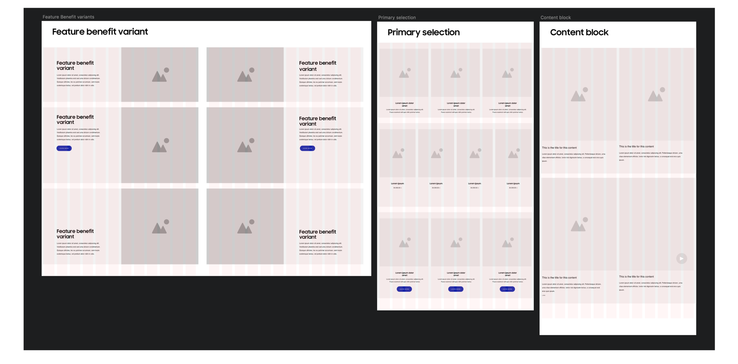 Wireframe components for fast build and review