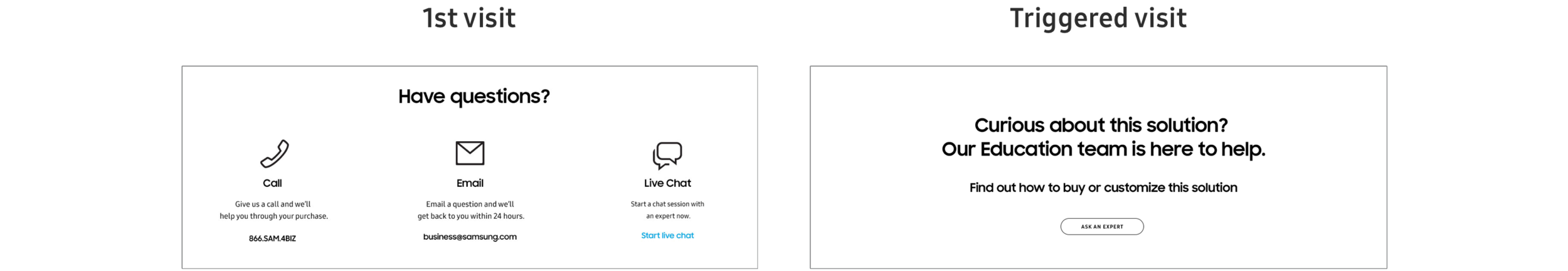 Components can have custom content in them to better speak to these potential partners. A user can come from anywhere, and where they came from exactly will influence the content that goes inside of these components.