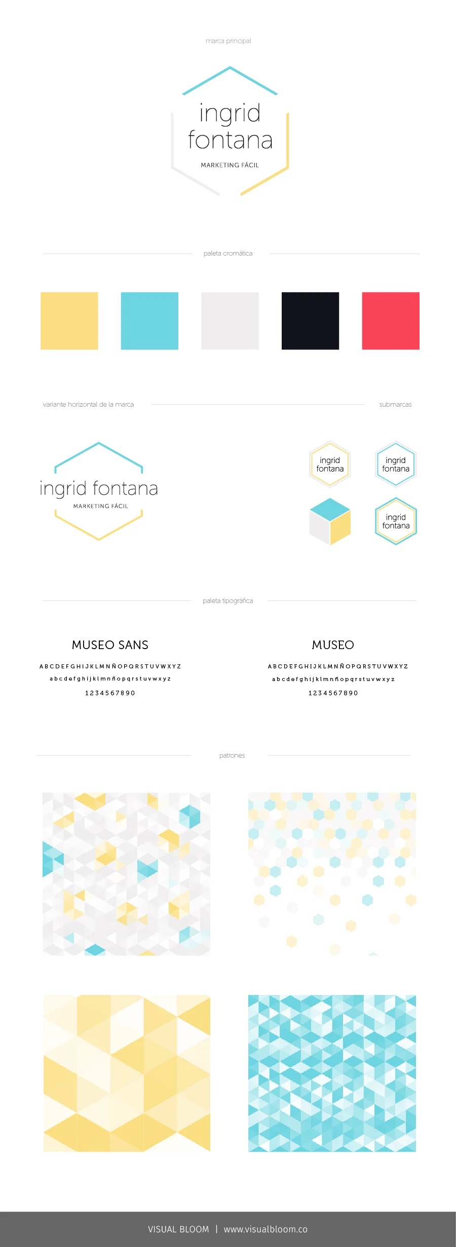 Los elementos gráficos fundamentales de la marca se presentan en el Brand Board, o guía de estilo. Con este archivo, que puede estar en formato JPG o PDF (o ambos) se agrupa de un vistazo el estilo visual general de la marca, y es muy útil tenerlo a la mano siempre como guía para mantener la coherencia con todo lo que diseñamos después.