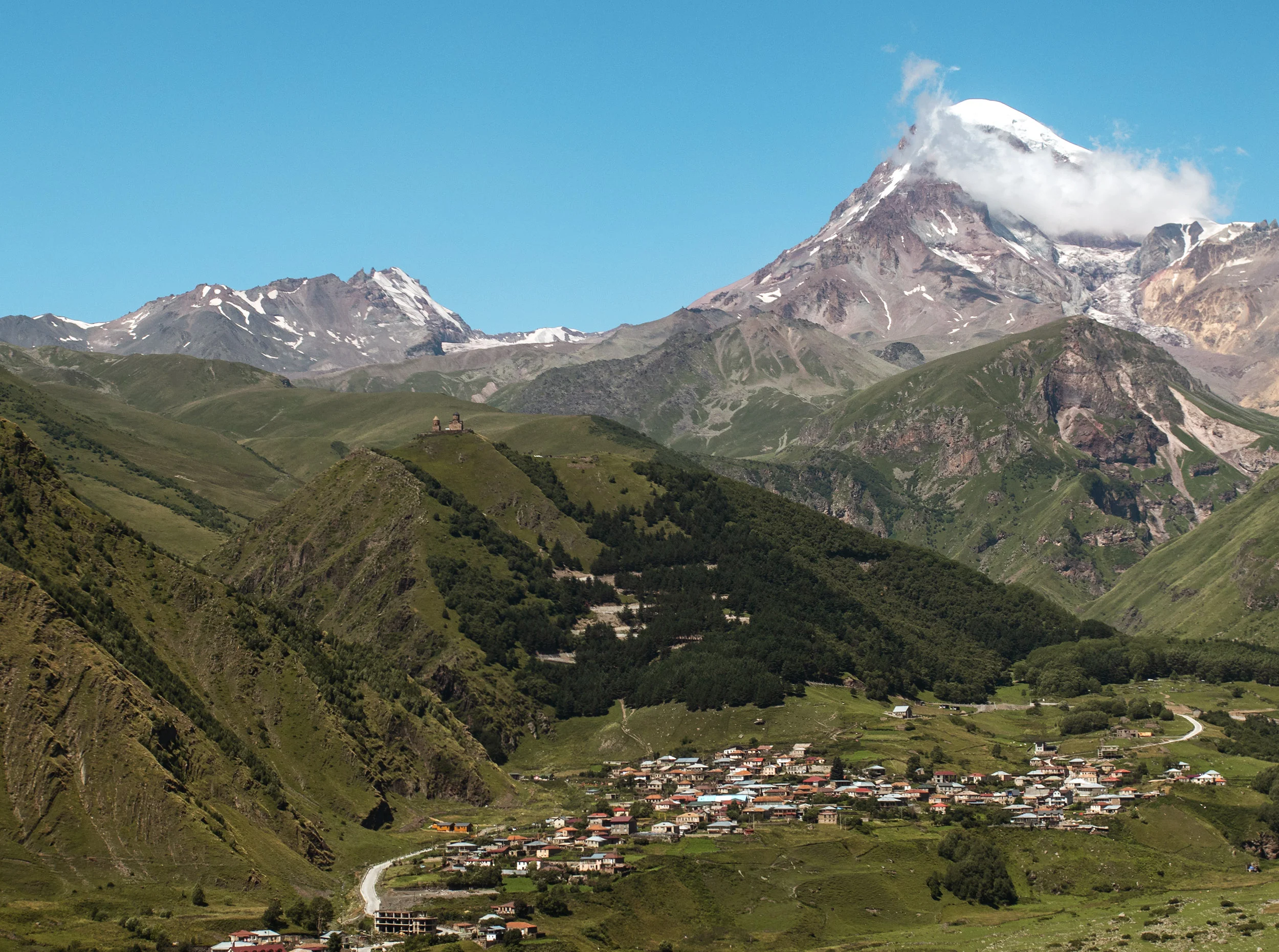 View from the Rooms Hotel in Kazbegi, Georgia