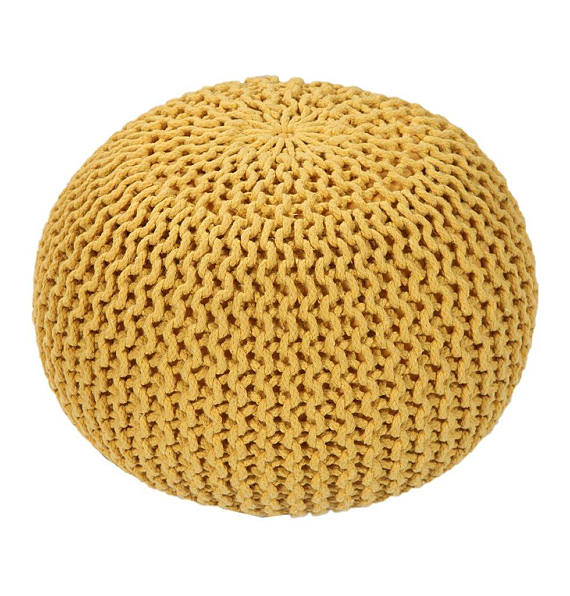 yellow knit pouf ottoman