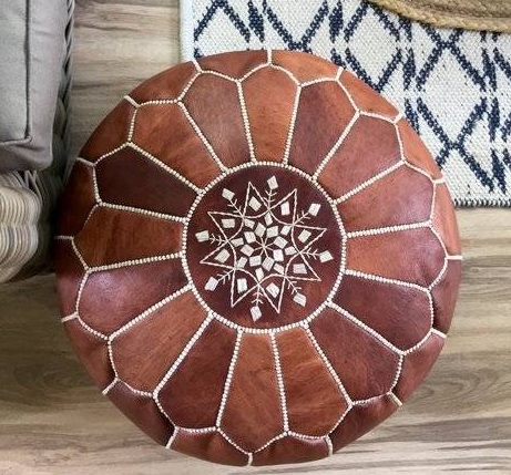 leather moroccan ottoman pouf