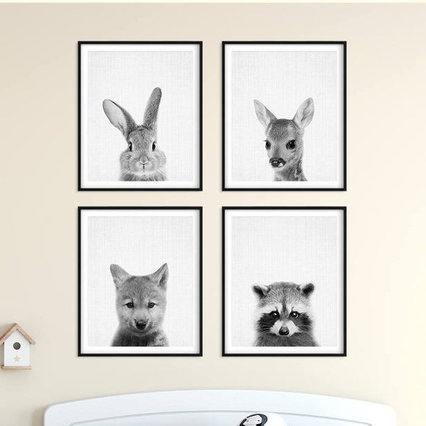 forest animal nursery print set