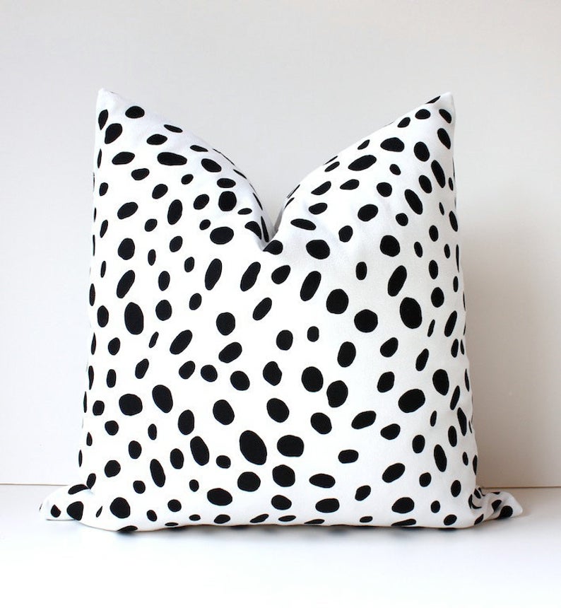 black white spotted cushion