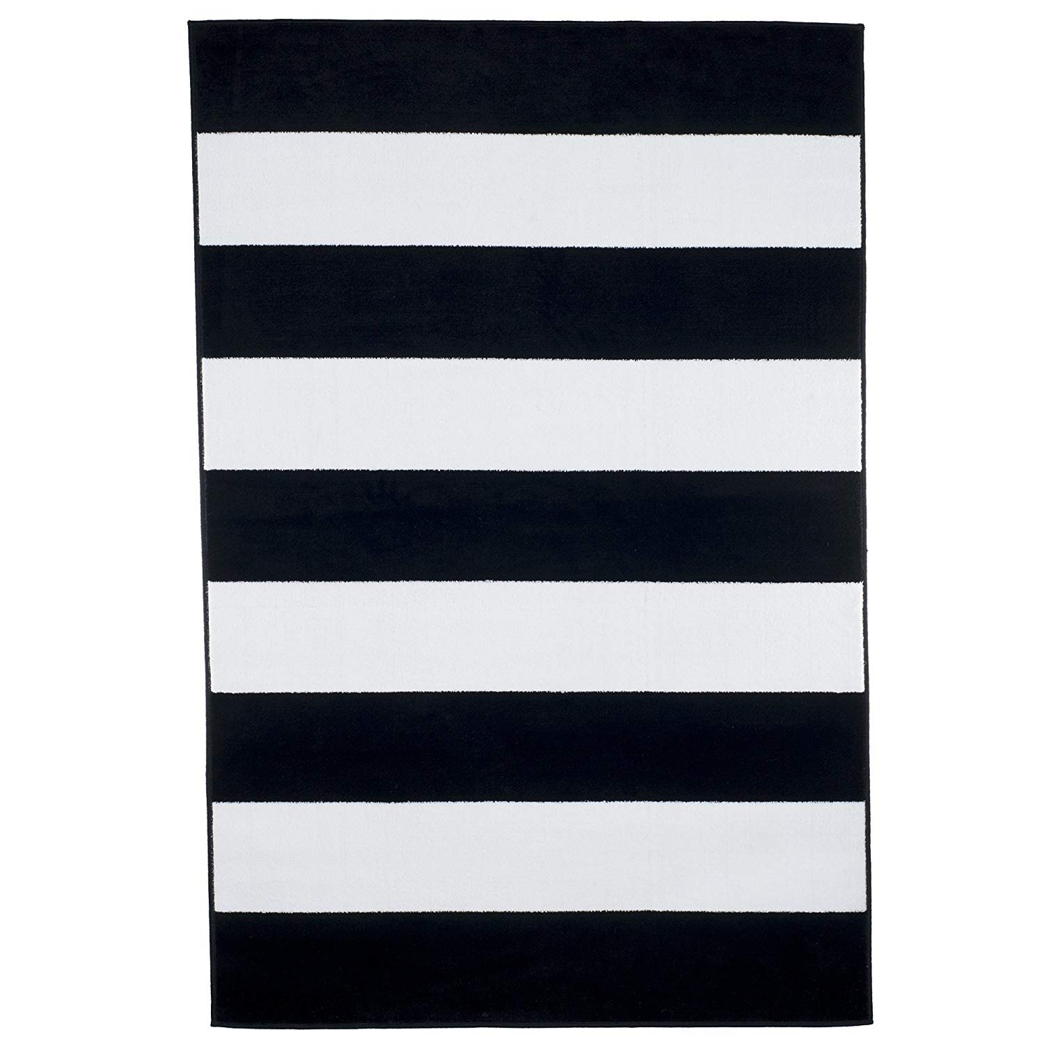 black white striped rug