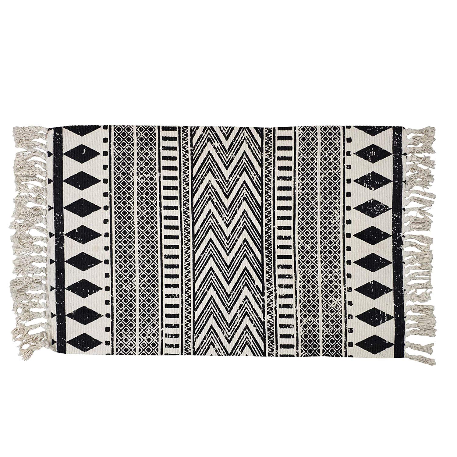 boho rug in black and cream