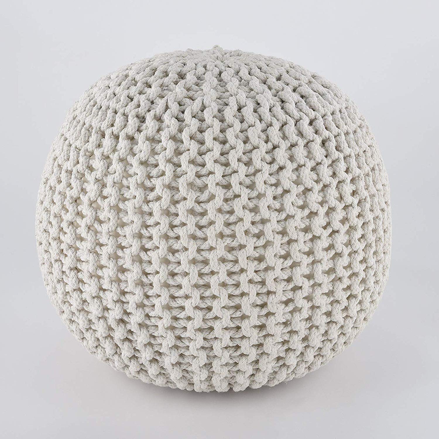 white knit pouf