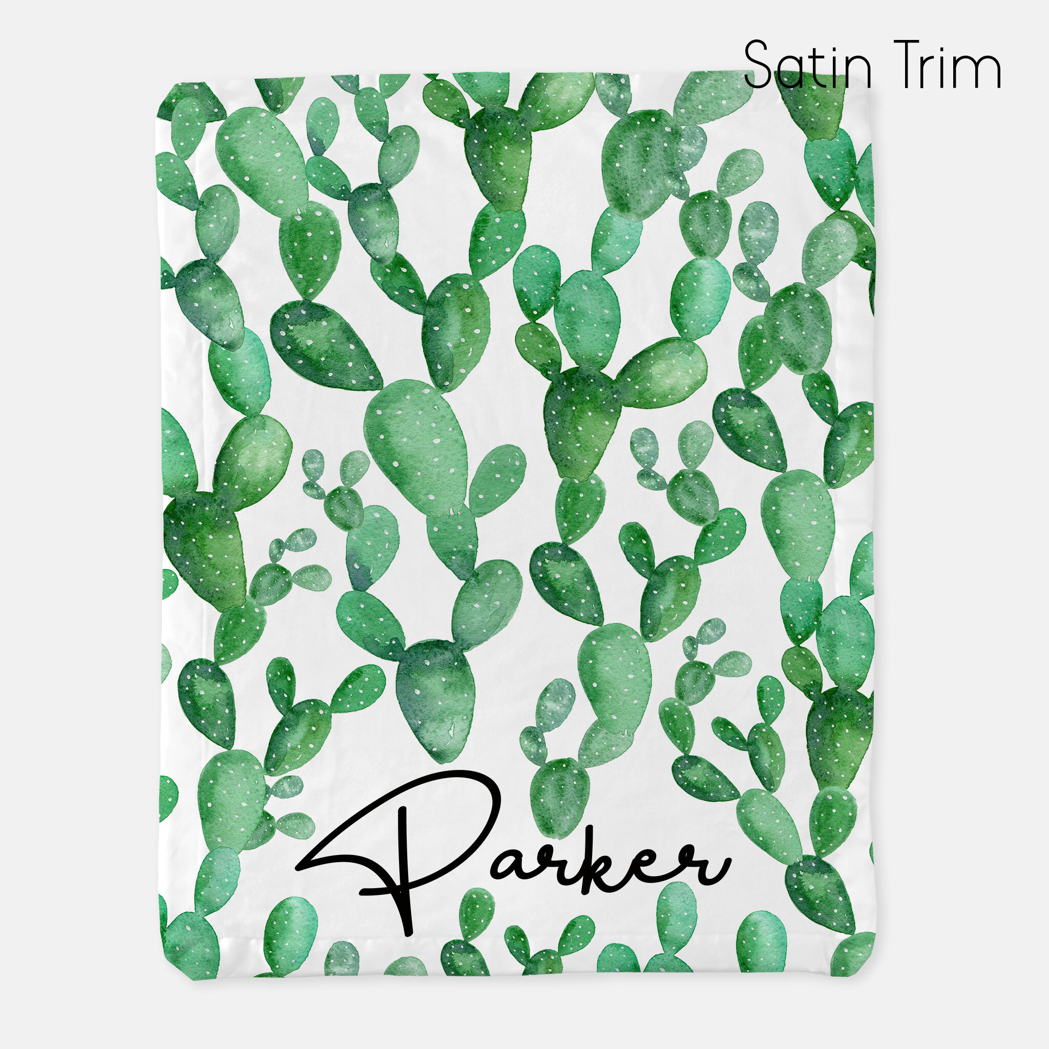 Watercolor Cactus Print baby blanket — Alphadorable Custom nursery