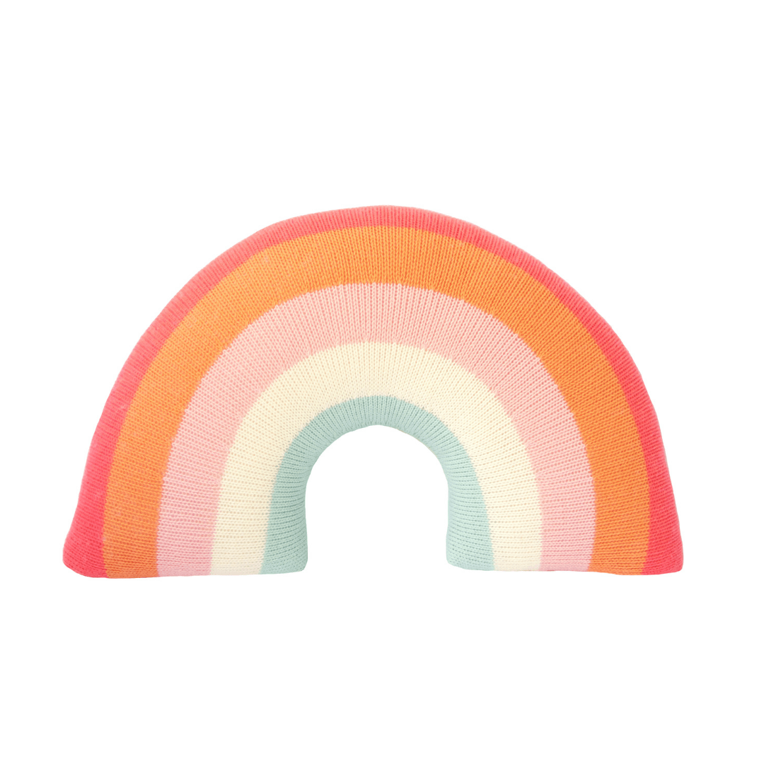 knit rainbow cushion