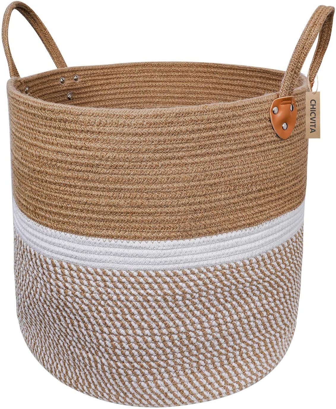 white and brown basket for plants