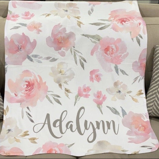 blush floral blanket customer pic